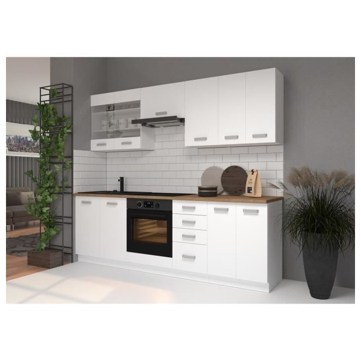 ATLAS Meuble haut 2 portes - Décor blanc - L60 x P31 x H72 cm