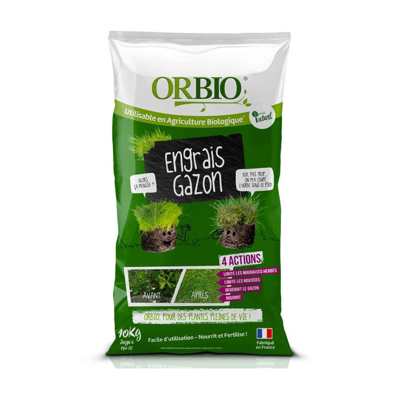 Engrais gazon - ORBIO - Formule Gazon - Favorise densité et verdure