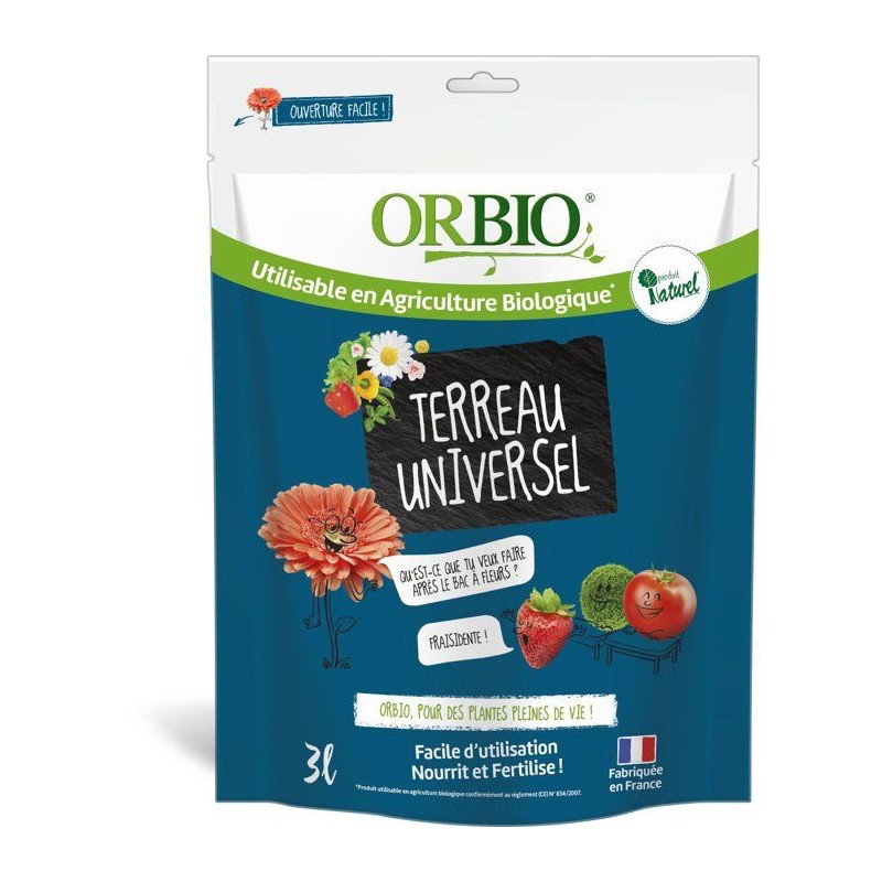 Terreau Universel - ORBIO - Bleu - 3 L