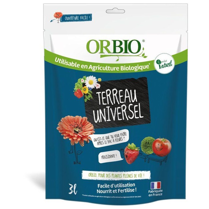 Terreau Universel - ORBIO - Bleu - 3 L
