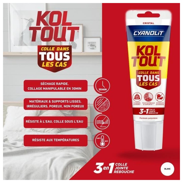 Colle de fixation et d'étanchéité - CYANOLIT - Cristal - Tube 125 ml - Transparent - Pratique et flexible
