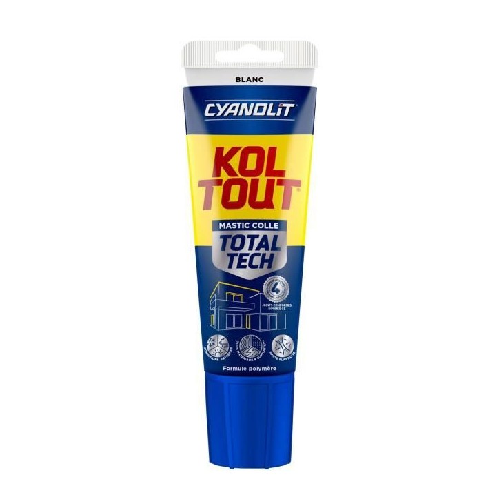 Colle de fixation et d'étanchéité - CYANOLIT - Total tech - Blanc - Tube 125 ml - Polyvalente - Haute résistance Colle de fixation et d'étanchéité - CYANOLIT - Total tech - Blanc - Tube 125 ml - Polyvalente - Haute résistance