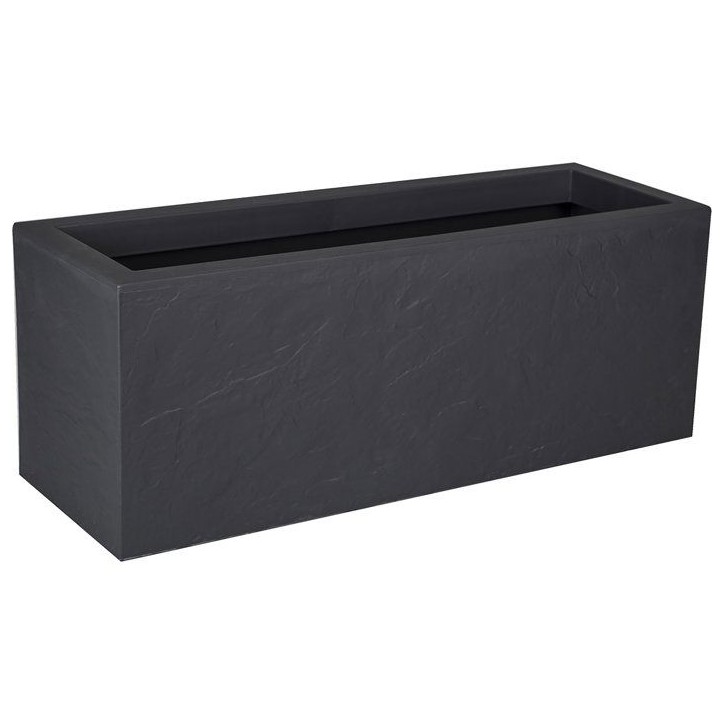 Balconniere - EDA - Volcania Up - 25 L - Intérieur/Extérieur - Décor Pierre - 59 x 19,5 x H. 22,8 cm - Gris Anthracite