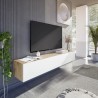 Meuble TV suspendu - L 180X P 28X H 35 cm KAWAY - Décor blanc et chen
