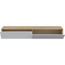 Meuble TV suspendu - L 180X P 28X H 35 cm KAWAY - Décor blanc et chen