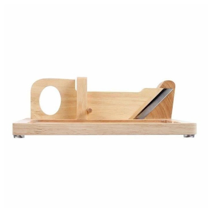 Guillotine a saucisson - LIVOO - MEC127 - En hévéa et plateau en ardoise - Lame acier inoxydable - Sécurité