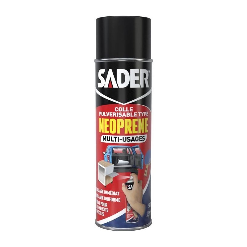 Colle aérosol néoprene multi-usages - SADER - Extra forte - Tous mat