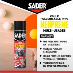 Colle aérosol néoprene multi-usages - SADER - Extra forte - Tous mat
