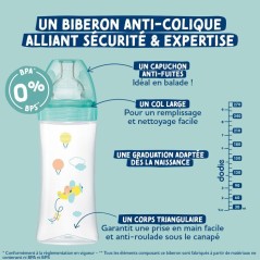 Biberon anti-colique - DODIE - Sensation+ - 150 ml - Tétine plate - 0