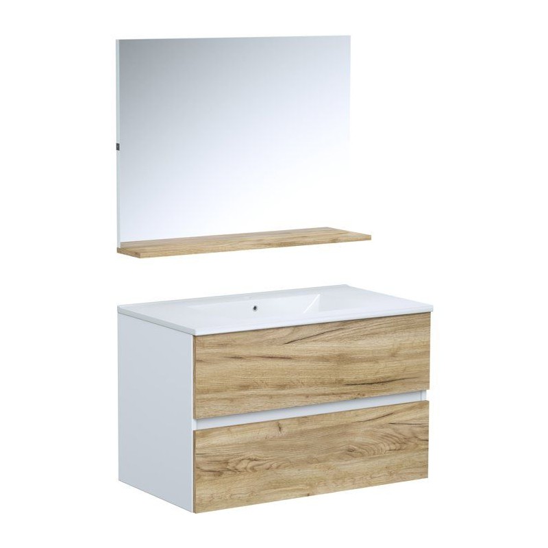 Ensemble meuble de salle de bain - Vasque - Bois - L80 x P45 x H50 cm