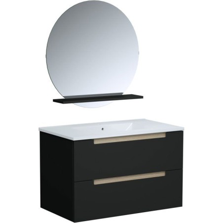 Ensemble meuble de salle de bain - Vasque - Noir mat - L80 x P45 x H50