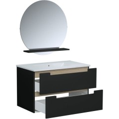 Ensemble meuble de salle de bain - Vasque - Noir mat - L80 x P45 x H50