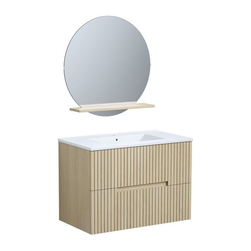 Ensemble meuble de salle de bain - Vasque - Bois - L80 x P45 x H60 cm