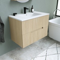Ensemble meuble de salle de bain - Vasque - Bois - L80 x P45 x H60 cm