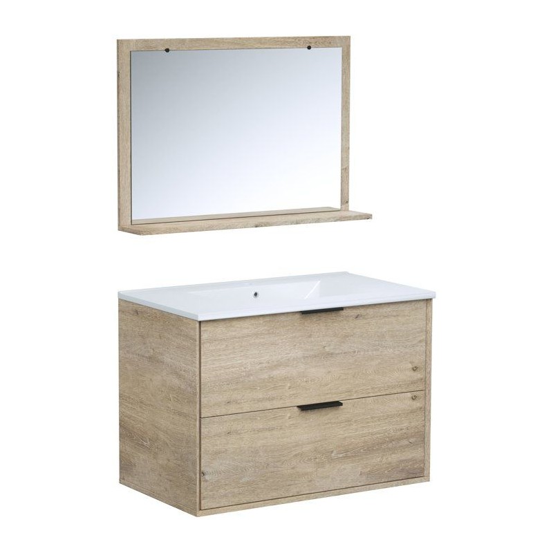 Ensemble salle de bain - Meuble 2 tiroirs - Vasque - L180 x P45 x H55