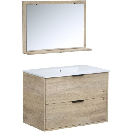 Ensemble salle de bain - Meuble 2 tiroirs - Vasque - L180 x P45 x H55