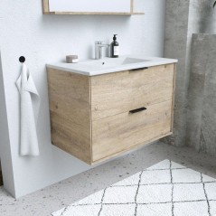 Ensemble salle de bain - Meuble 2 tiroirs - Vasque - L180 x P45 x H55
