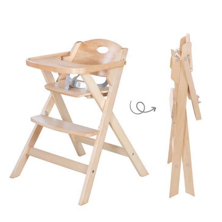 Chaise haute pliable - ROBA - FOLD UP SMART - Plateau repas + harnais de sécurité - Bois naturel Chaise haute pliable - ROBA - FOLD UP SMART - Plateau repas + harnais de sécurité - Bois naturel