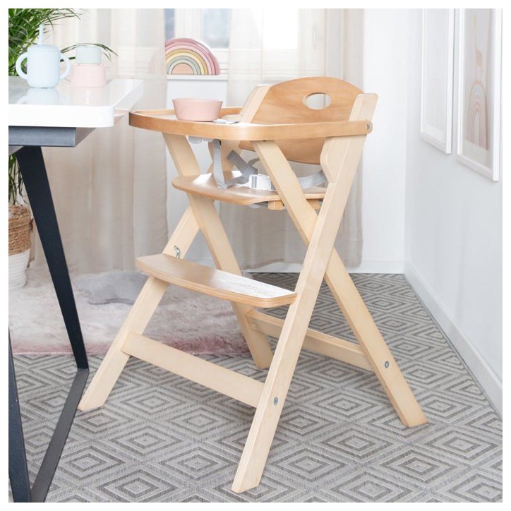 Chaise haute pliable - ROBA - FOLD UP SMART - Plateau repas + harnais de sécurité - Bois naturel Chaise haute pliable - ROBA - FOLD UP SMART - Plateau repas + harnais de sécurité - Bois naturel