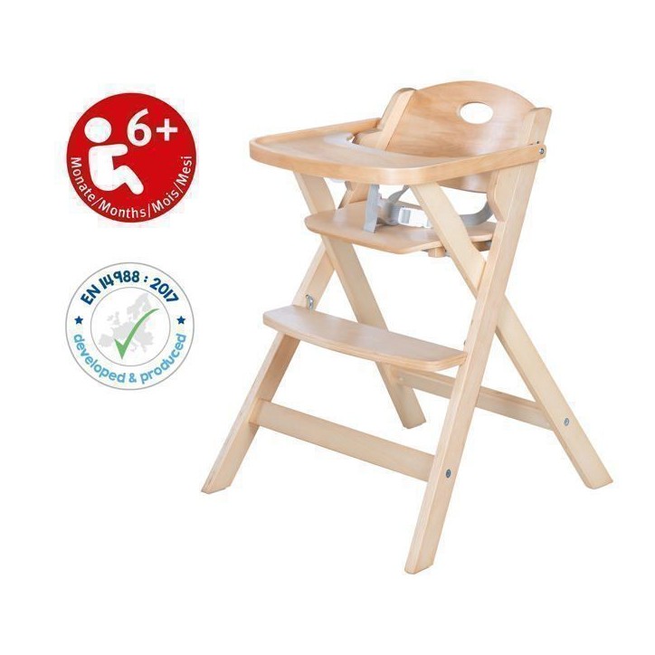 Chaise haute pliable - ROBA - FOLD UP SMART - Plateau repas + harnais de sécurité - Bois naturel Chaise haute pliable - ROBA - FOLD UP SMART - Plateau repas + harnais de sécurité - Bois naturel