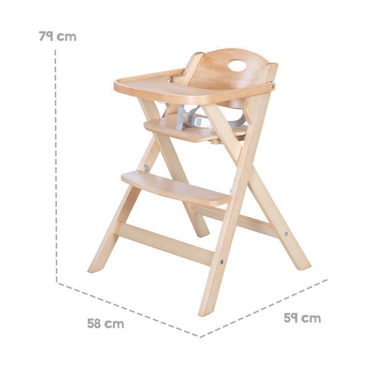 Chaise haute pliable - ROBA - FOLD UP SMART - Plateau repas + harnais de sécurité - Bois naturel Chaise haute pliable - ROBA - FOLD UP SMART - Plateau repas + harnais de sécurité - Bois naturel