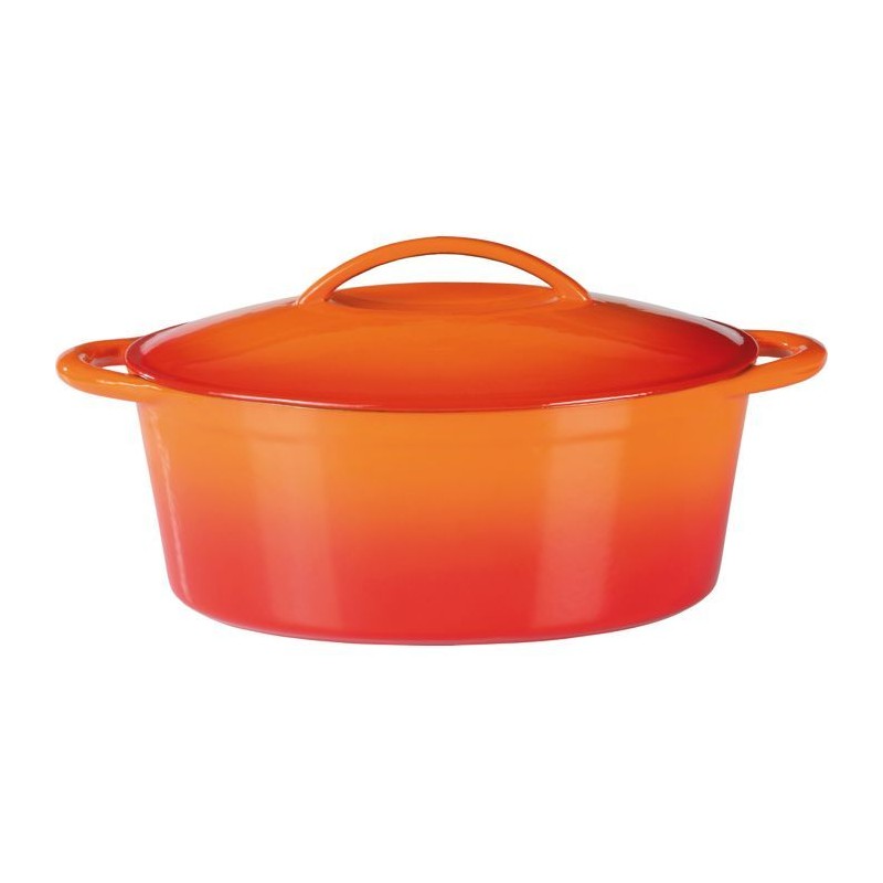Cocotte en fonte massve - GSW - 33 x 25 cm- Orange - Ovale - Induction