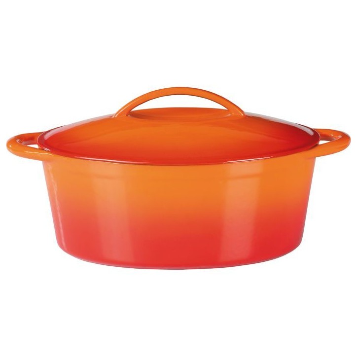 Cocotte en fonte massve - GSW - 33 x 25 cm- Orange - Ovale - Induction Cocotte en fonte massve - GSW - 33 x 25 cm- Orange - Ovale - Induction