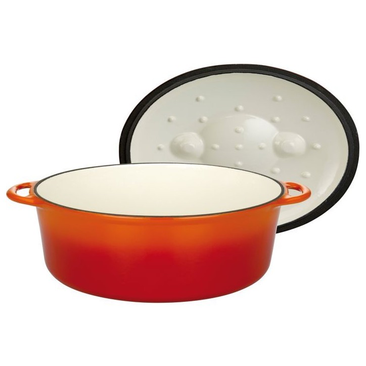 Cocotte en fonte massve - GSW - 33 x 25 cm- Orange - Ovale - Induction Cocotte en fonte massve - GSW - 33 x 25 cm- Orange - Ovale - Induction