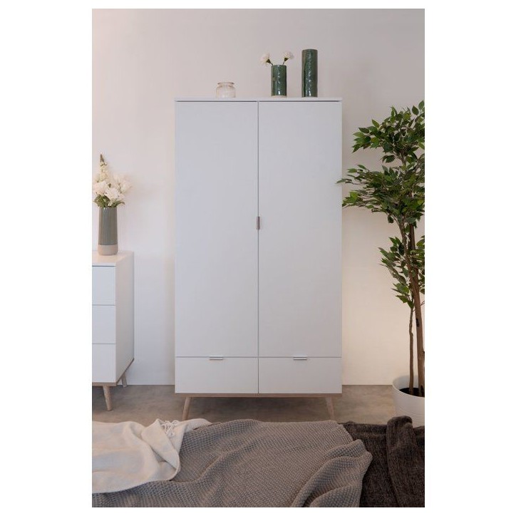 Armoire de chambre - GÖTEBORG 61 - Chene sonoma / Blanc - 2 portes battantes - 90 x 55 x 180 cm Armoire de chambre - GÖTEBORG 61 - Chene sonoma / Blanc - 2 portes battantes - 90 x 55 x 180 cm