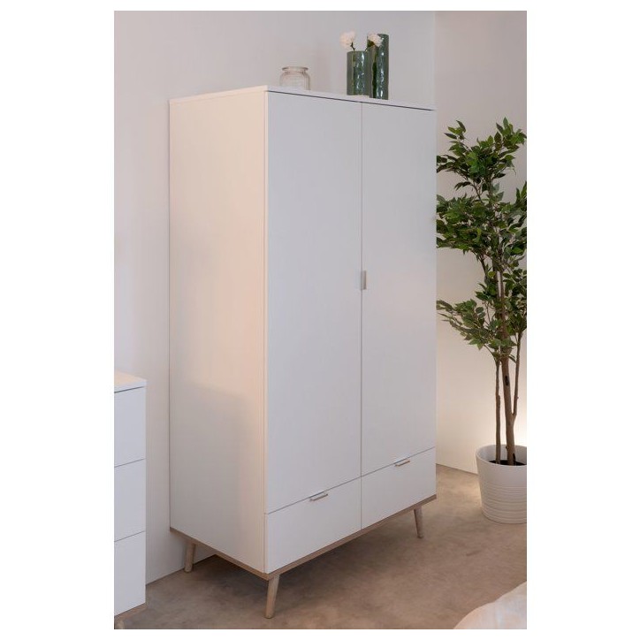 Armoire de chambre - GÖTEBORG 61 - Chene sonoma / Blanc - 2 portes battantes - 90 x 55 x 180 cm Armoire de chambre - GÖTEBORG 61 - Chene sonoma / Blanc - 2 portes battantes - 90 x 55 x 180 cm