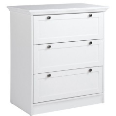 Commode LANDWOOD 3 Tiroirs - Décor blanc - Style campagne - L80 x P45