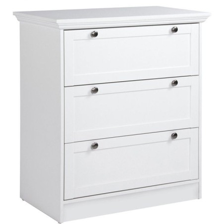 Commode LANDWOOD 3 Tiroirs - Décor blanc - Style campagne - L80 x P45