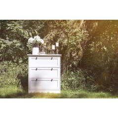 Commode LANDWOOD 3 Tiroirs - Décor blanc - Style campagne - L80 x P45