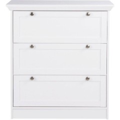 Commode LANDWOOD 3 Tiroirs - Décor blanc - Style campagne - L80 x P45