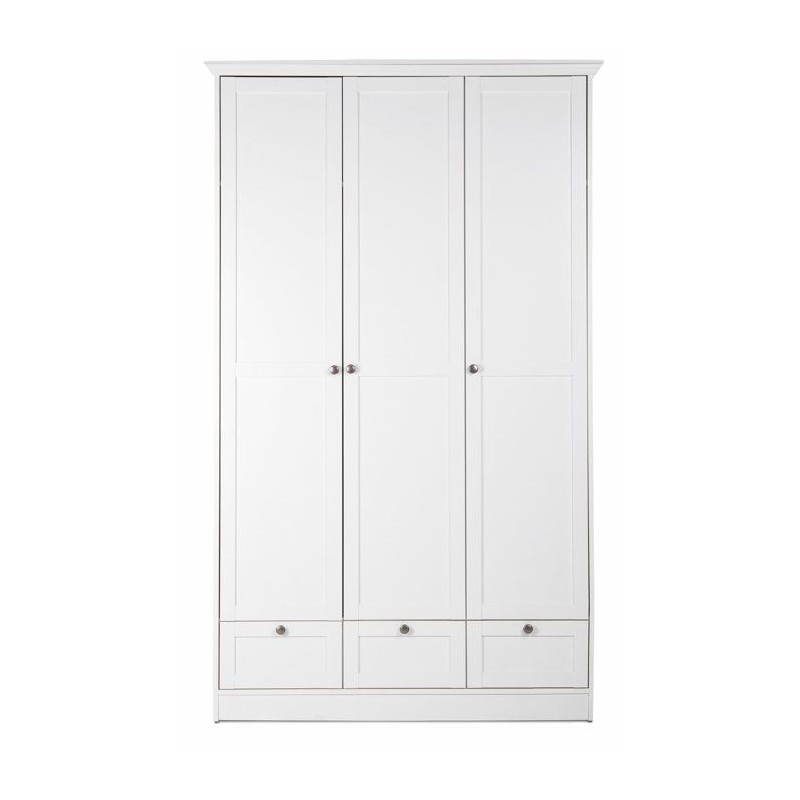 Armoire de chambre - LANDWOOD 18 - Blanc - 3 portes - 120 x 51 x 200 c