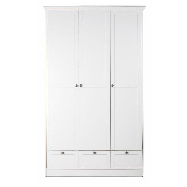Armoire de chambre - LANDWOOD 18 - Blanc - 3 portes - 120 x 51 x 200 cm