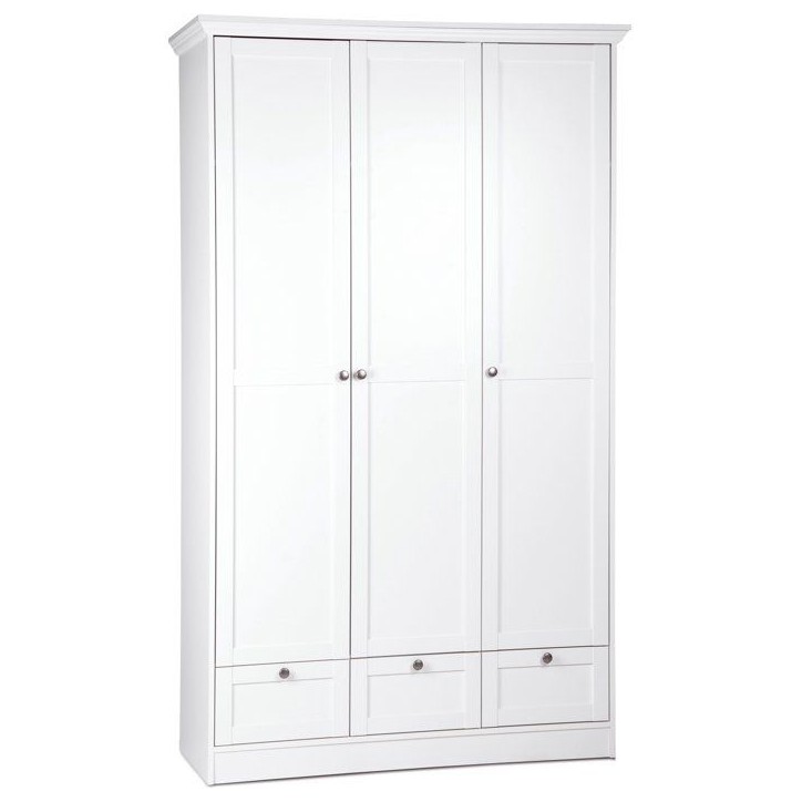 Armoire de chambre - LANDWOOD 18 - Blanc - 3 portes - 120 x 51 x 200 cm