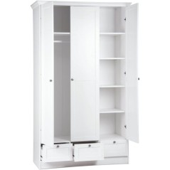 Armoire de chambre - LANDWOOD 18 - Blanc - 3 portes - 120 x 51 x 200 c