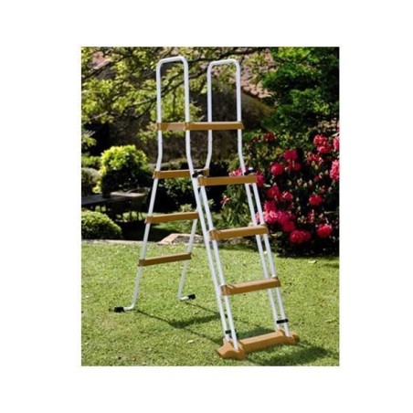 GRE - Kit Piscine hors sol acier ronde imitation bois - Ø480 x H132 cm (Livrée avec filtre a sable + échelle)
