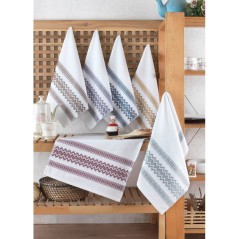 Ensemble de 6 serviettes de toilette - 40 x 60 cm - Blanc, Marron, Jau