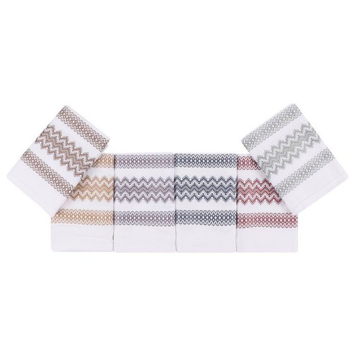 Ensemble de 6 serviettes de toilette - 40 x 60 cm - Blanc, Marron, Jaune, Bleu, Violet, Gris