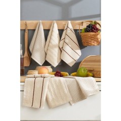 Ensemble de 6 serviettes de toilette - 30 x 50 cm - Beige