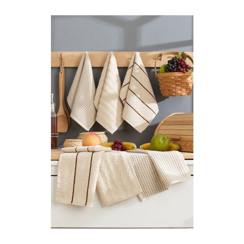 Ensemble de 6 serviettes de toilette - 30 x 50 cm - Beige