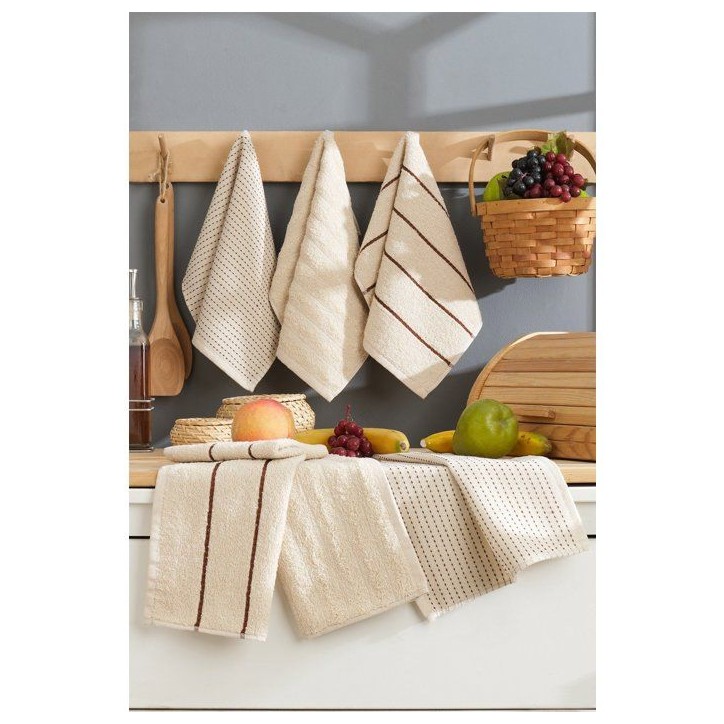 Ensemble de 6 serviettes de toilette - 30 x 50 cm - Beige Ensemble de 6 serviettes de toilette - 30 x 50 cm - Beige