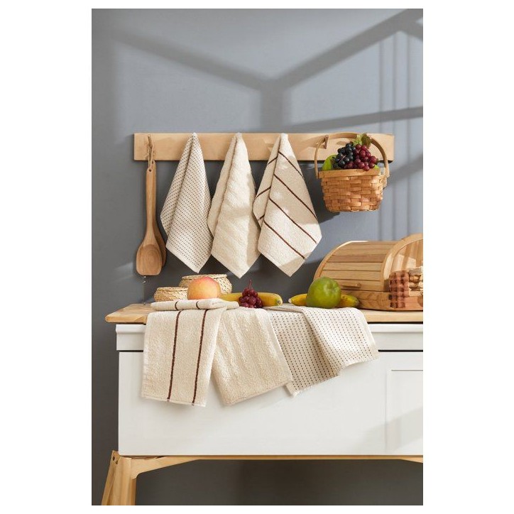 Ensemble de 6 serviettes de toilette - 30 x 50 cm - Beige Ensemble de 6 serviettes de toilette - 30 x 50 cm - Beige