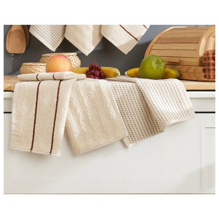 Ensemble de 6 serviettes de toilette - 30 x 50 cm - Beige Ensemble de 6 serviettes de toilette - 30 x 50 cm - Beige