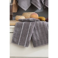 Ensemble de 6 serviettes de toilette - 30 x 50 cm - Gris anthracite