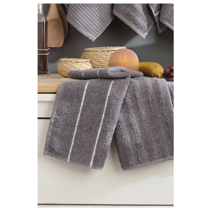 Ensemble de 6 serviettes de toilette - 30 x 50 cm - Gris anthracite