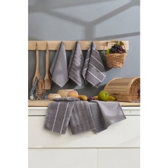 Ensemble de 6 serviettes de toilette - 30 x 50 cm - Gris anthracite