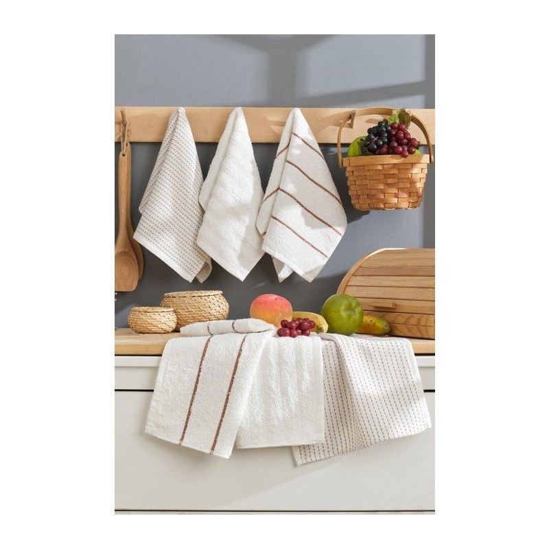 Ensemble de 6 serviettes de toilette - 30 x 50 cm - Creme